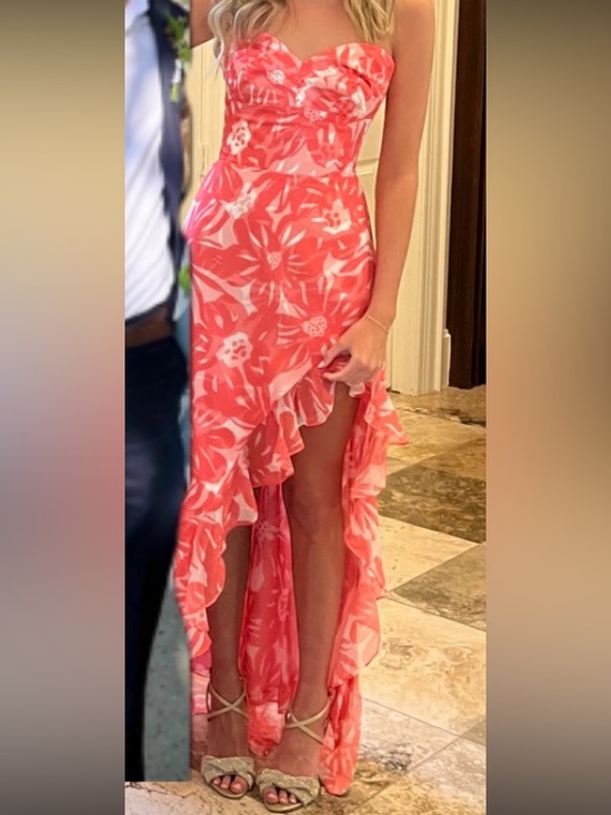 Amanda Uprichard Dresses & Skirts - Amanda Uprichard Coral Pink Floral Strapless Maxi Dress